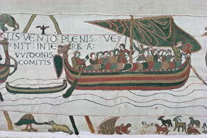 Preceding Collection: Harold steers ship across channel, a scene from the Bayeux Tapestry, Bayeux