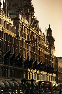 Store Prints: Harrods department store in the evening, Knightsbridge, London, England