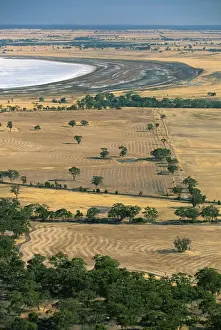 Salt Pans Prints: Harvested fields and the salt pan of Mitre Lake near Mount Arapiles on the Wimmera