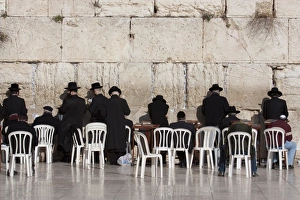 Seats Prints: Hasidic Jews praying at the Western Wall, Jerusalem, Israel, Middle East