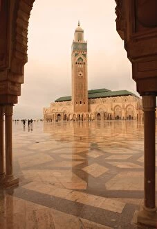 Images Dated 3rd January 2009: Hassan II Mosque through archway, Casablanca, Morocco, North Africa, Africa