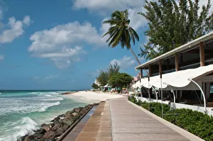 Barbados Prints: Hastings Beach boardwalk, Barbados, Windward Islands, West Indies, Caribbean