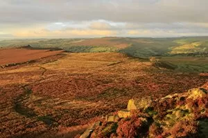 Moor Collection: Hathersage Moor from Higger Tor, sunrise in autumn, Peak District National Park, Derbyshire