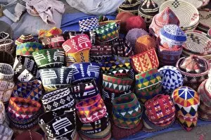 Images Dated 29th January 2000: Hats for sale in the souk in the Medina