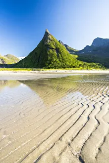 Senja Prints: Hatten Mountain reflected in the crystal sea, Ersfjord, Senja, Troms county, Norway