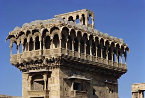 Balconies Prints: Detail of haveli, Jaisalmer, Rajasthan, India, Asia
