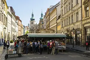 Outdoor Market Prints: Havelsky Trziste is the Old Towns largest outdoor market in front of St. Havel Church