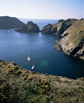 S Ark Prints: Havre Gosselin, looking north to Gouliot headland, west coast, Sark, Channel Islands