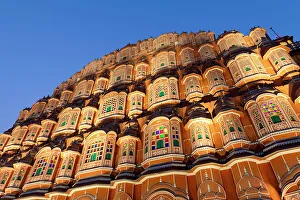 Jaipur Prints: Hawa Mahal (Palace of the Winds) at dusk, Jaipur, Rajasthan, India, South Asia, Asia