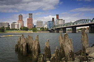 Portland Prints: Hawthorne Bridge over the Willamette River, Portland, Oregon, United States of America