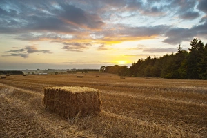 Hay Bale Prints: Hay bale at sunset, Broadway, The Cotswolds