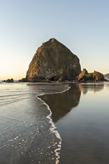 Oregon Prints: Haystack Rock with low tide, Cannon Beach, Clatsop county, Oregon