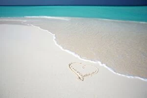 Love Gallery: Heart drawn on an empty tropical beach, Maldives, Indian Ocean, Asia