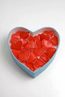 Images Dated 18th February 2010: Heart shaped box of soft candy hearts for Valentines Day