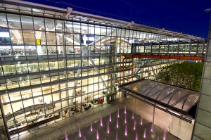 Terminals Prints: Heathrow Airport Terminal 5 building at dusk, London, England, United Kingdom, Europe