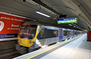 Heathrow Express Train arrives at Terminal 4, Heathrow Airport, London
