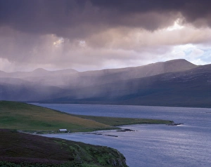 Overcast Skies Prints: Heavy shower over Loch Broom