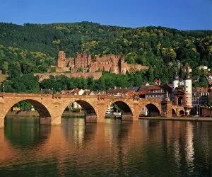 Images Dated 7th December 2006: Heidelberg Castle, Alte Brucke and the River Neckar, Heidelberg, Baden Wurttemberg, Germany