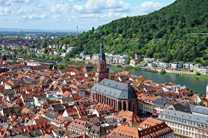Baden Wurttemberg Prints: Heidelberg city center with the Holy Spirit Church