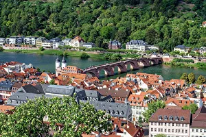 Baden Wurttemberg Prints: Heidelberg city center with the Old Bridge, Heidelberg, Baden Wurttemberg, Germany, Europe