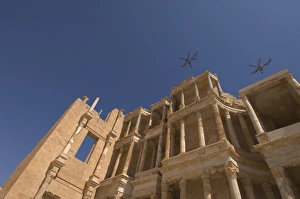 Tripolitania Prints: Helicopters flying over Roman Theatre