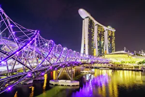 Connection Prints: Helix Bridge leading to the Marina Bay Sands, Marina Bay, Singapore, Southeast Asia, Asia