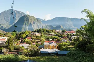 Reunion Prints: Hell-Bourg with the Piton d'Anchaing in the background, Cirque de Salazie, Reunion