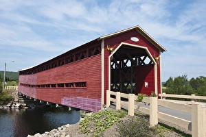 Quebec Prints: The Heppell covered bridge over the Matapedia River, Quebec, Canada, North America