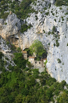 Hermitage Prints: Hermitage in Galamus Gorge, French Pyrenees, France, Europe