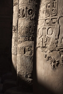Hieroglyphic Prints: Hieroglyphics adorn the pillars within the Temples of Karnak