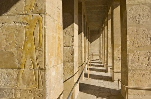 Hieroglyphics in relief on a column on the second terrace of the Temple of Hatshepsut Hieroglyphics in relief on a column on the second terrace of the Temple of Hatshepsut