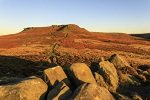 Higger Tor, autumn sunrise, Hathersage Moor, from Carl Wark Hill Fort, Peak District National Park