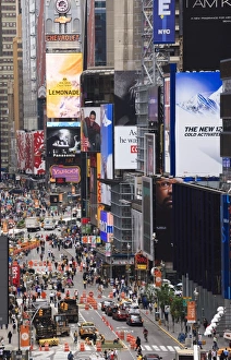 Bill Board Prints: High angle view of Broadway and Times Square, Manhattan, New York City