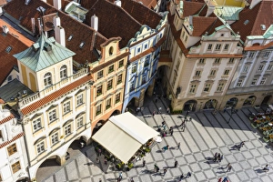 Old Town Square Prints: High angle view of buildings in Old Town Square, UNESCO World Heritage Site, Prague