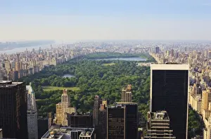 High angle view of Central Park, cityscape looking North, Manhattan, New York City