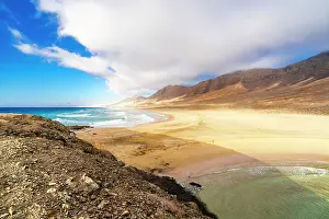Canary Prints: High angle view of the crystal clear sea washing Cofete beach