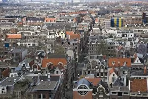 High angle view over the Jordaan district, Amsterdam, Netherlands, Europe