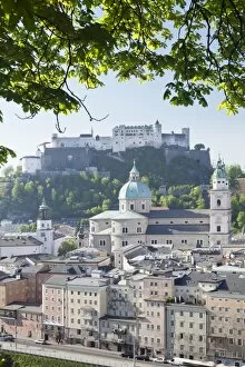 Images Dated 22nd April 2011: High angle view of the Old Town, UNESCO World Heritage Site, with Hohensalzburg Fortress