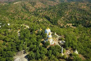 Monywa Prints: High angle view of pagoda near Maha Bodhi Ta Htaung Standing Buddha