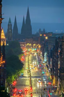 Princes Street Prints: High angle view of Princes Street and St