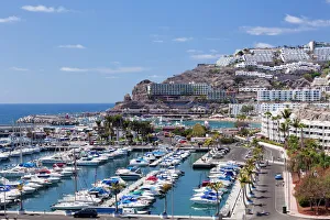 Yacht Prints: High angle view of Puerto Rico and marina