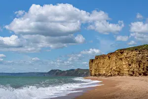 Crashing Prints: High cliffs and beach on the Dorset Jurassic Coast, UNESCO, United Kingdom