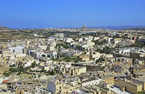 High density buildings looking east towards Xewkija from the town of Rabat Victoria Gozo, Malta, Mediterranean, Europe