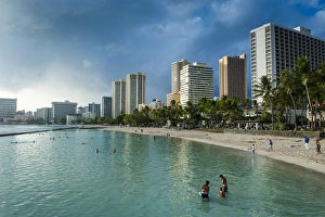 Oahu Prints: High rise hotels on Waikiki Beach, Oahu, Hawaii, United States of America, Pacific
