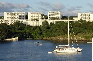 Martinique Prints: High rise residential blocks overlooking Scholerher Bay