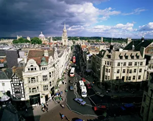 Oxfordshire Prints: High Street from Carfax Tower, Oxford, Oxfordshire, England, United Kingdom, Europe