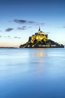 Editor's Picks: High tide at dusk, Mont-Saint-Michel, UNESCO World Heritage Site, Normandy, France