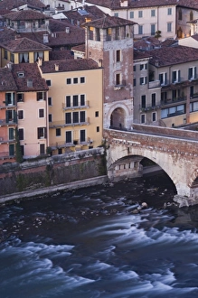 Verona Prints: High view of city and Ponte Pietra