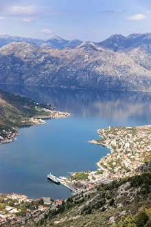High view of the fjord at Kotor Bay, Kotor, UNESCO World Heritage Site