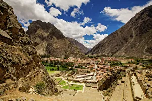 Ollantaytambo Prints: High view of Ollantaytambo, Peru, South America